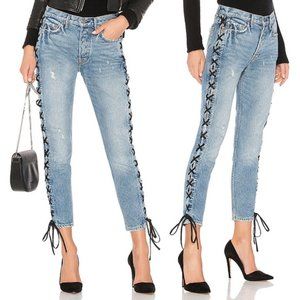 NWT GRLFRND Karolina high-rise lace up skinny jean